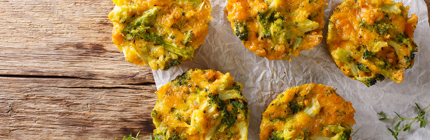 Close up of Broccoli cheese and egg muffins